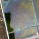 Table basse vintage en métal chromé et céramique