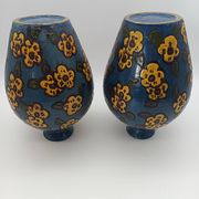 Pair of Large Art Deco Vases Émile Simonod H28cm Glazed Ceramic Blue