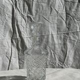 Small cylindrical glass whiskey decanter H:23