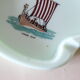 Opaline ashtray, mint color, Viking boat, vintage
