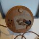 Vintage Scandinavian turned wooden candlestick lamp base