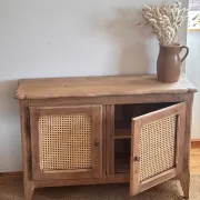 Old solid oak TV cabinet with cane - entrance cabinet