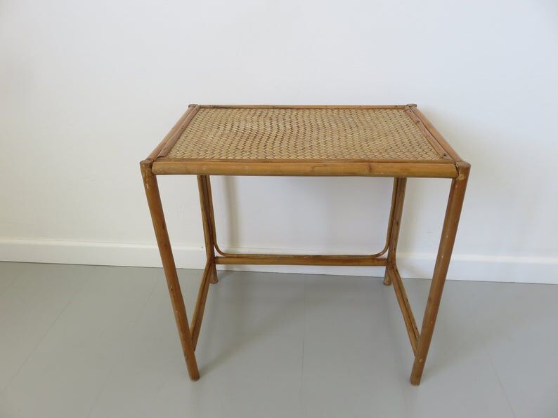 Side table, rattan couch end 60s 70s