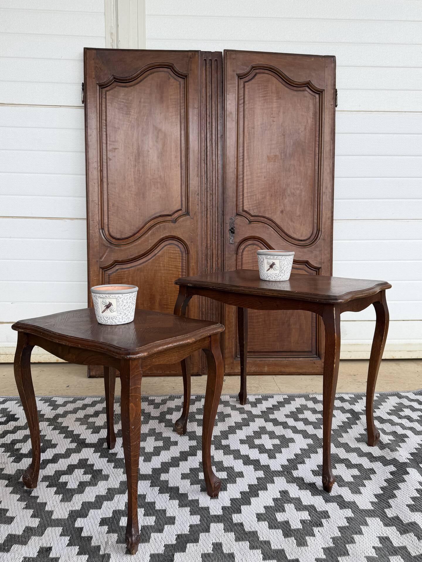 2 nesting tables in wood - Louis XV style