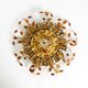 Large gilt Italian ceiling lamp from the 1960s by Banci Firenze with 9 sock