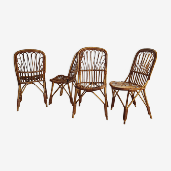 4 chaises vintage en rotin