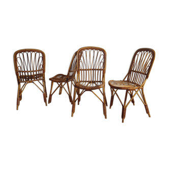 4 chaises vintage en rotin