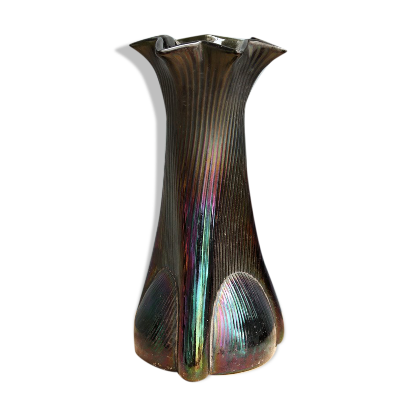 Iridescent glass vase
