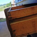 Old low buffet, 19th in rustic solid oak, carved and molded