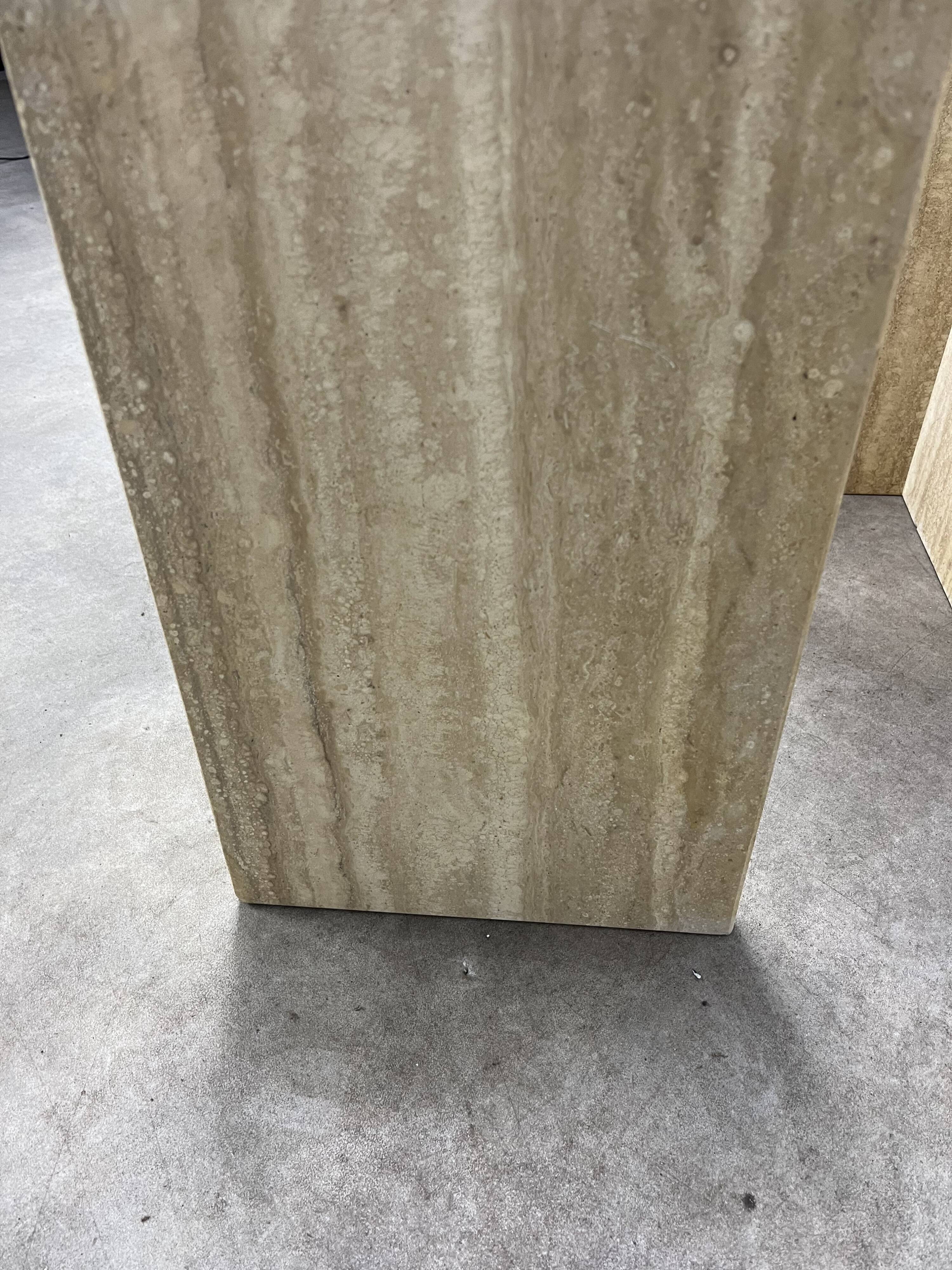 Travertine rectangular coffee table with rounded edges