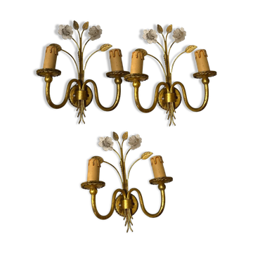 Italian Murano Glass Gilded Sconces