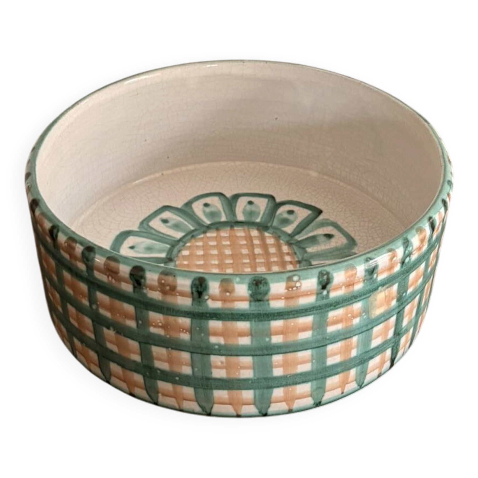 Bowl Flat Salad Bowl Terracotta Signed Robert Picault Vallauris 1950