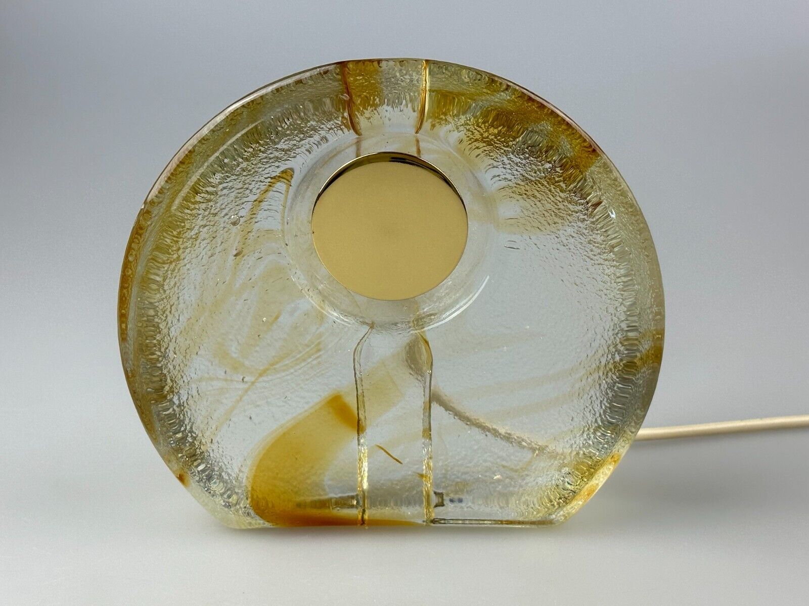 60s 70s table lamp Murano glass brass color inclusions space age design