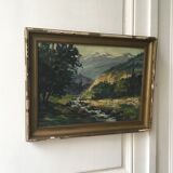 Painting oil mountain landscape