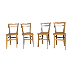 Série 4 chaises en bois troquet