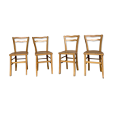 Série 4 chaises en bois troquet bistrot 1950