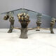 Vintage brass flower coffee table, 1970s