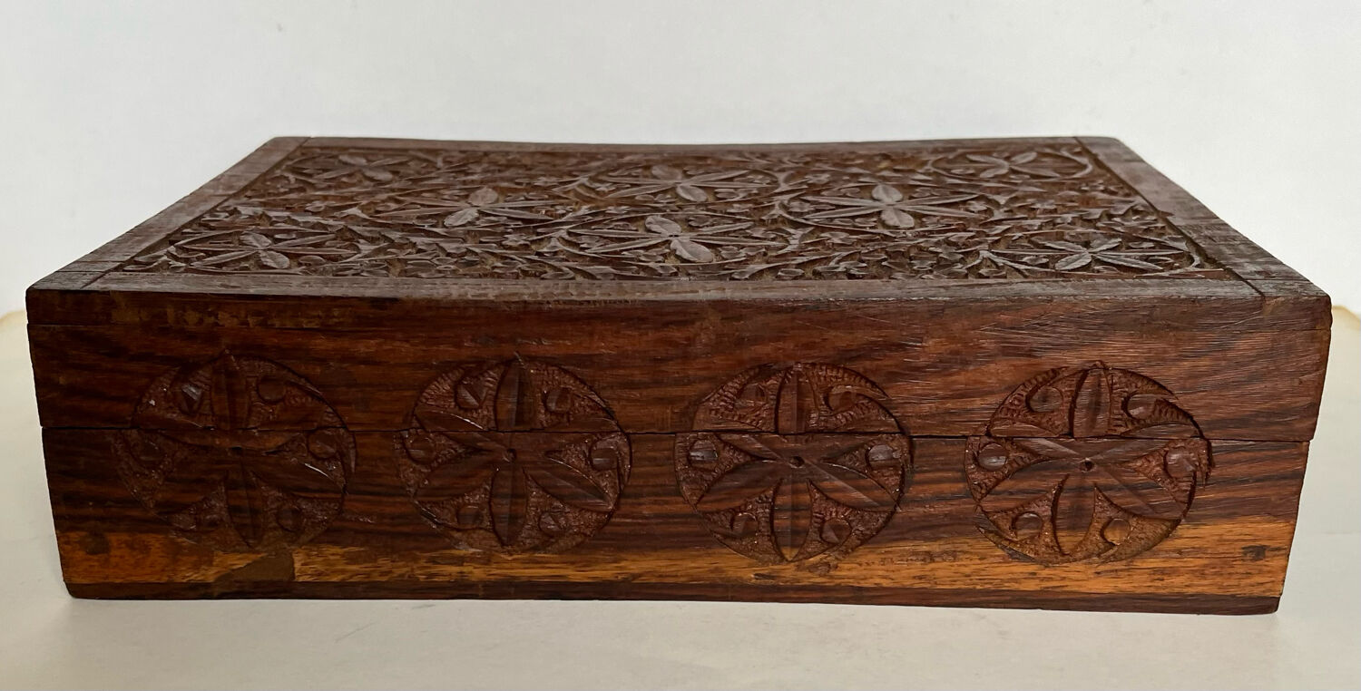 Carved wooden box
