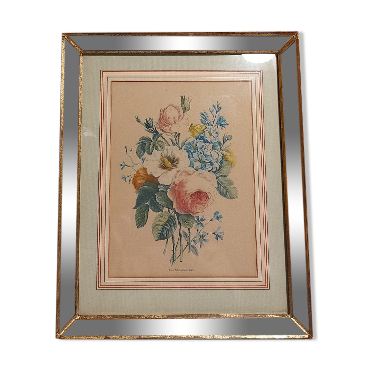 Flower print and period mirror frame