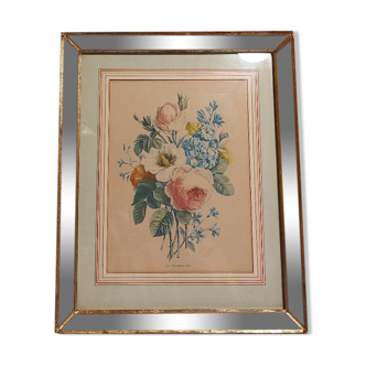Flower print and period mirror frame