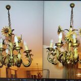 Set of painted metal chandeliers with flower decor