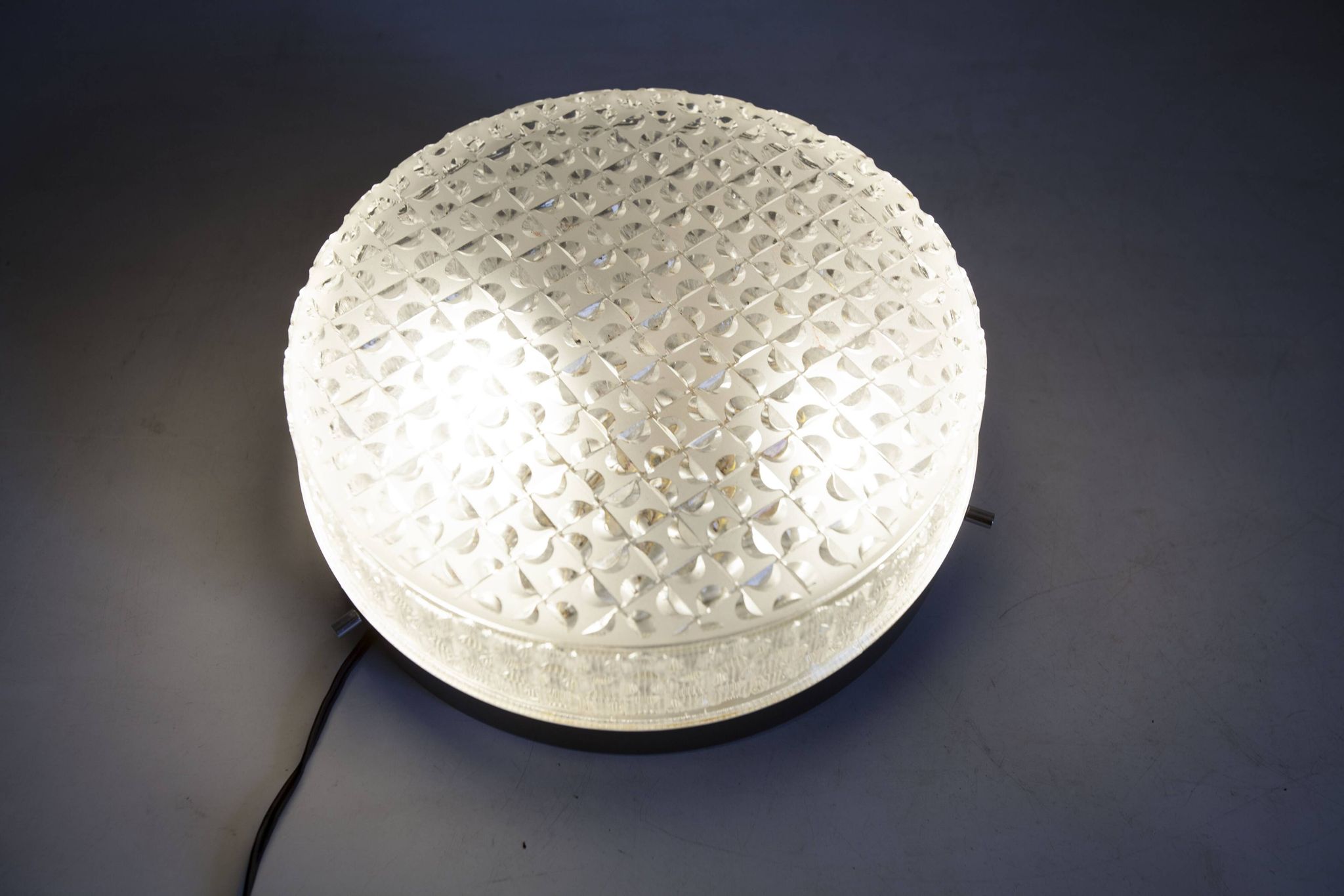 S+ Megal round ceiling light in black and opaque Swiss machined glass 90