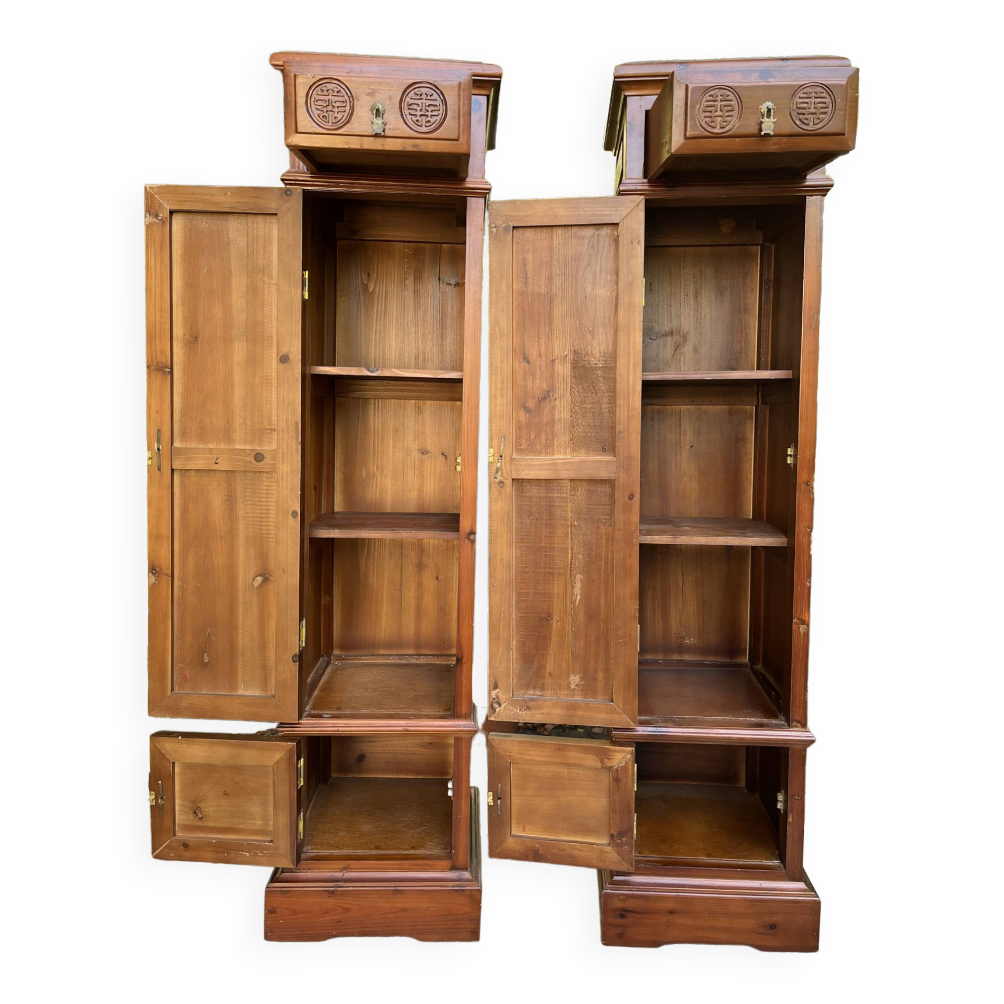 Pair of exotic wood storage columns - China