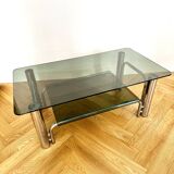 Chrome and smoked glass coffee table