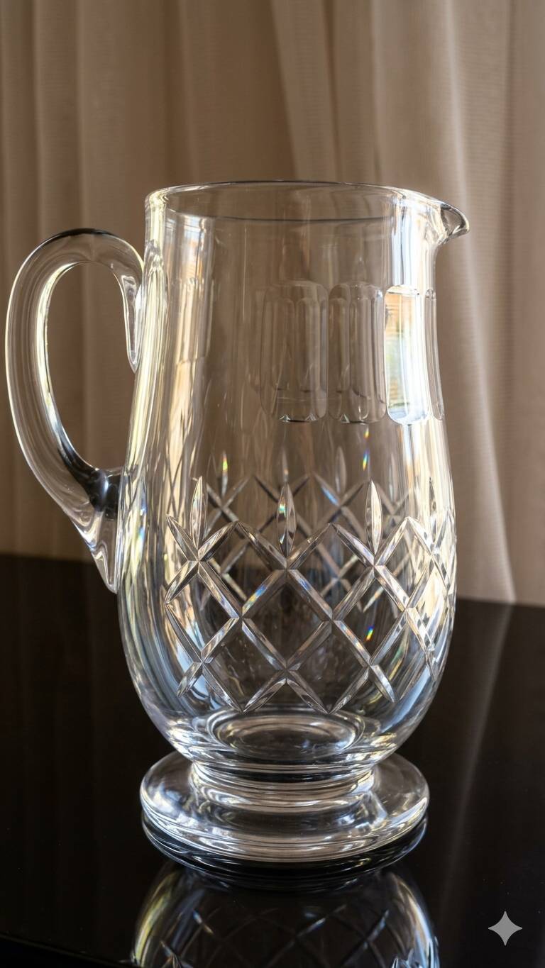 Broc à eau en cristal ancien