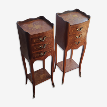 Pair of bedsides in marquetry
