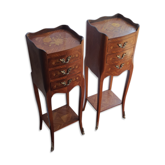 Pair of bedsides in marquetry