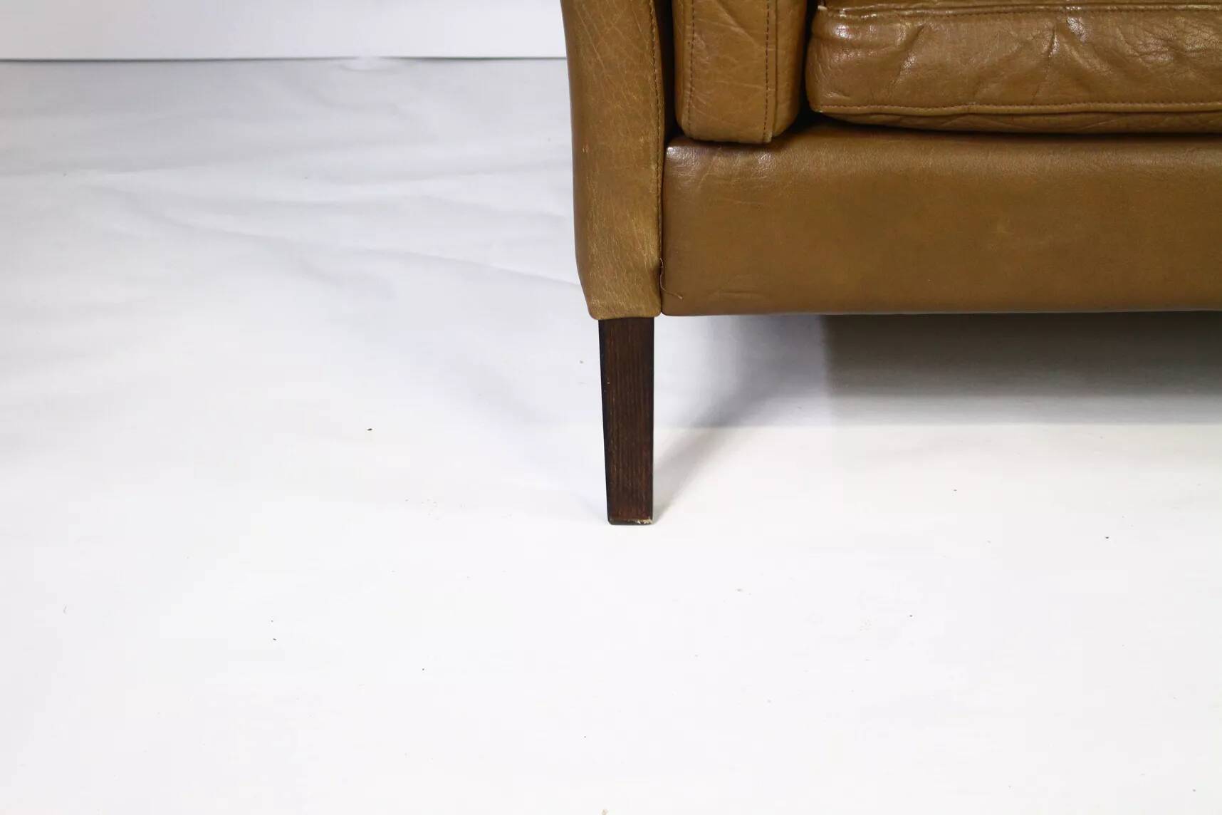 1970s brown leather sofa by Vejen Polstermøbelfabrik