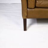 1970s brown leather sofa by Vejen Polstermøbelfabrik