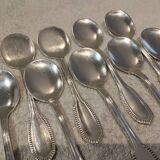 10 silver-plated metal ice scoops, silversmith Saglier Frères, gadroons