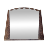 Miroir Art Déco bois sculpté festons motifs floraux années 30