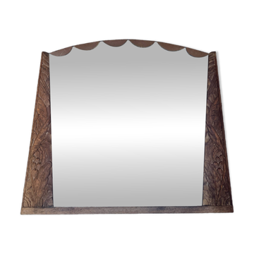 Miroir Art Déco bois sculpté festons motifs floraux années 30