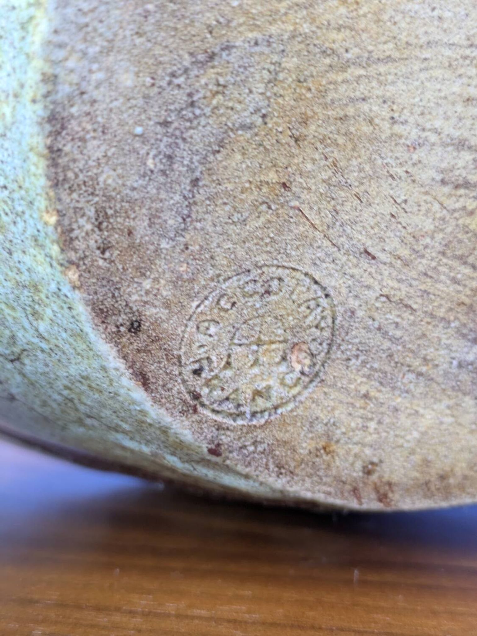 Coupe / cache-pot céramique Accolay signé – Grès émaillé vintage 60