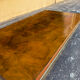 Elm burl coffee table and brass 70s Roche Bobois