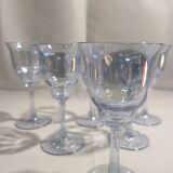 Blue crystal wine glasses x6