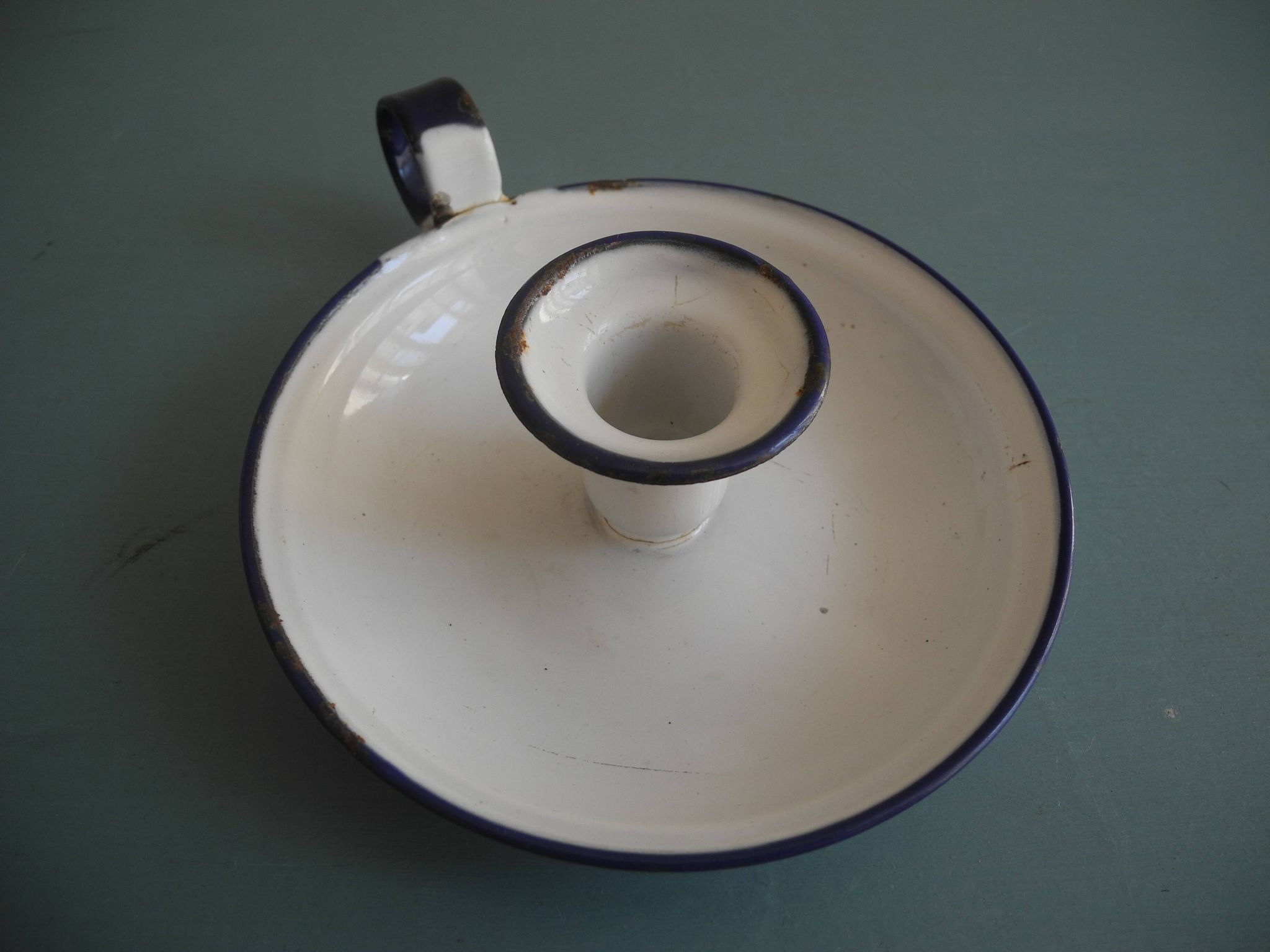 antique candlestick enamelled tin vintage candlestick Sweden