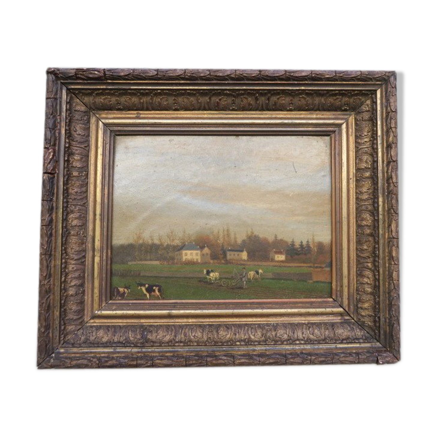 Naif charm painting in XlX frame