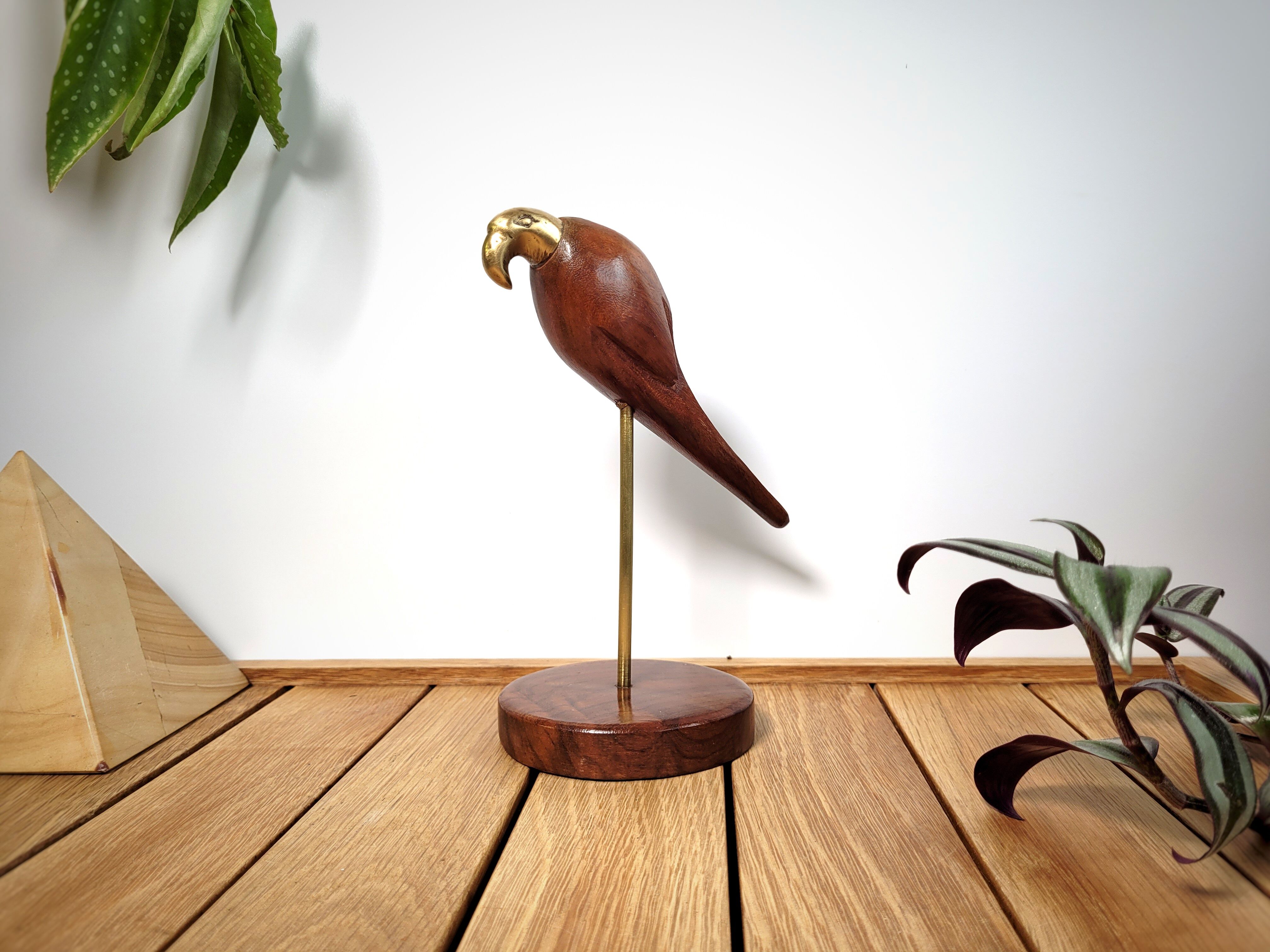 Wood & brass parakeet