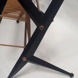 vintage coffee table 1950 1960 glass and metal storage