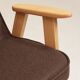 Fauteuil rétro en tissu en laine cacao, bois de hêtre naturel