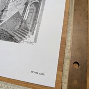 Hôtel-Dieu, Dole, Jura, vintage engraving, printed in 1950.