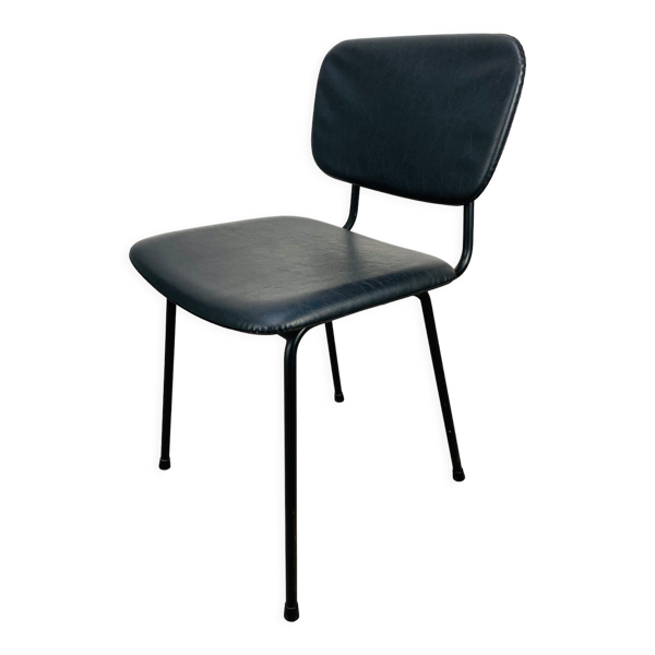Chaise Airborne modèle Carolina Prefacto 1950 métal et skaï noir