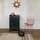 Old Industrial workshop furniture with 1 door 1 drawer in patinated iron