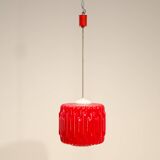 Lustre brutaliste en verre opalin de Karel Wolf pour Osvětlovací sklo, années 1970