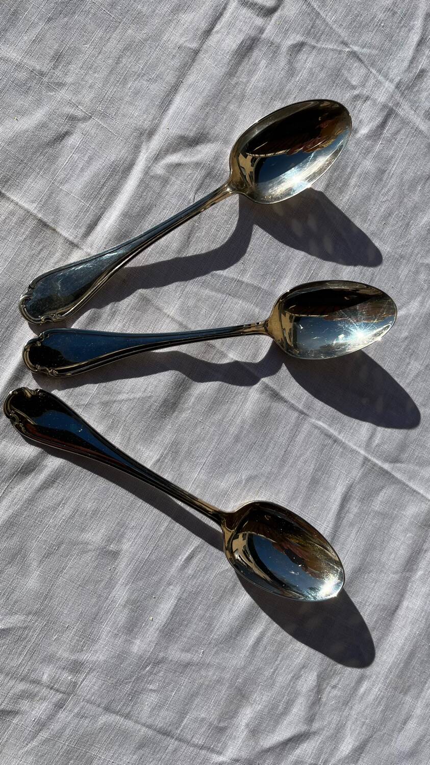 Lot de 3 cuillères  Christofle  pompadour  vintage