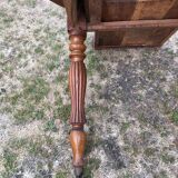 Louis Philippe oval shuttered table in solid cherry wood with 2 drawers.